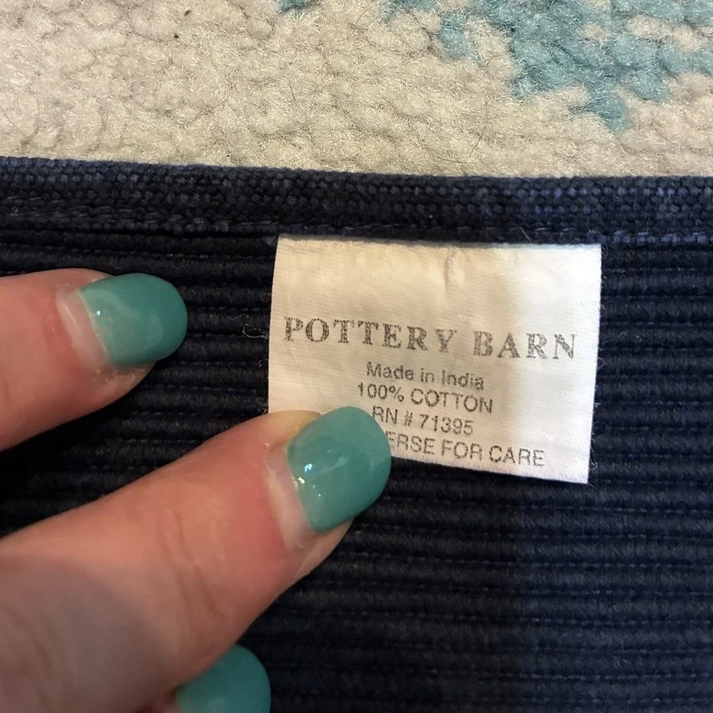 Pottery Barn Navy Blue Ribbed Cotton Placemats Set of 2 Rectangular 19x14 India